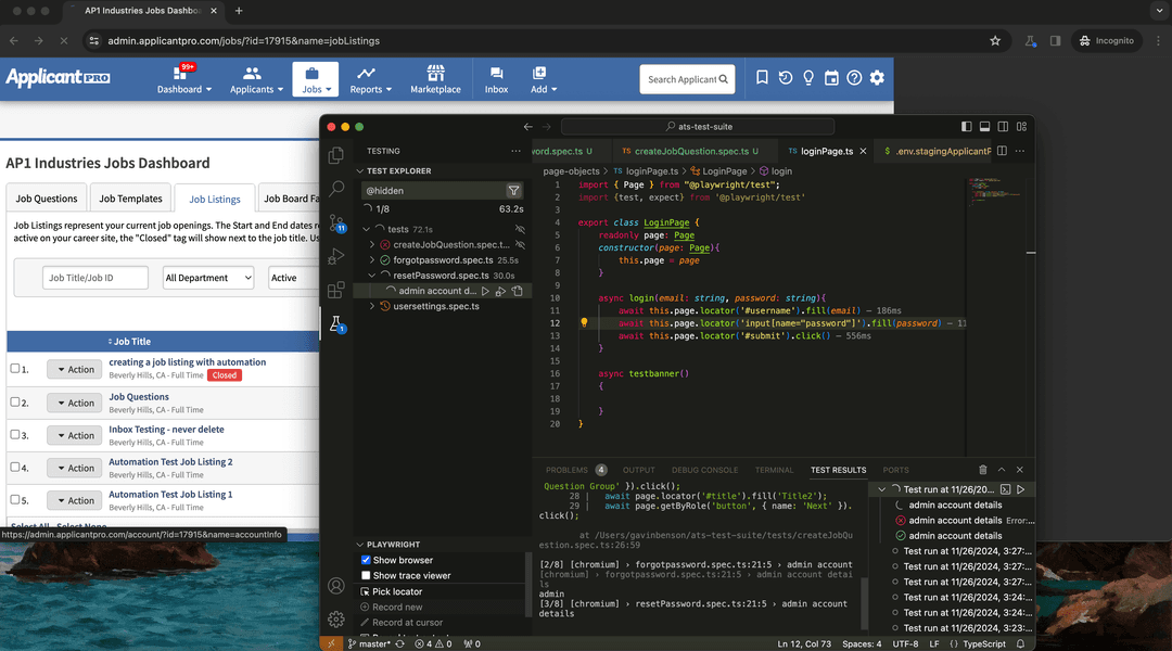 Automation testing visualization
